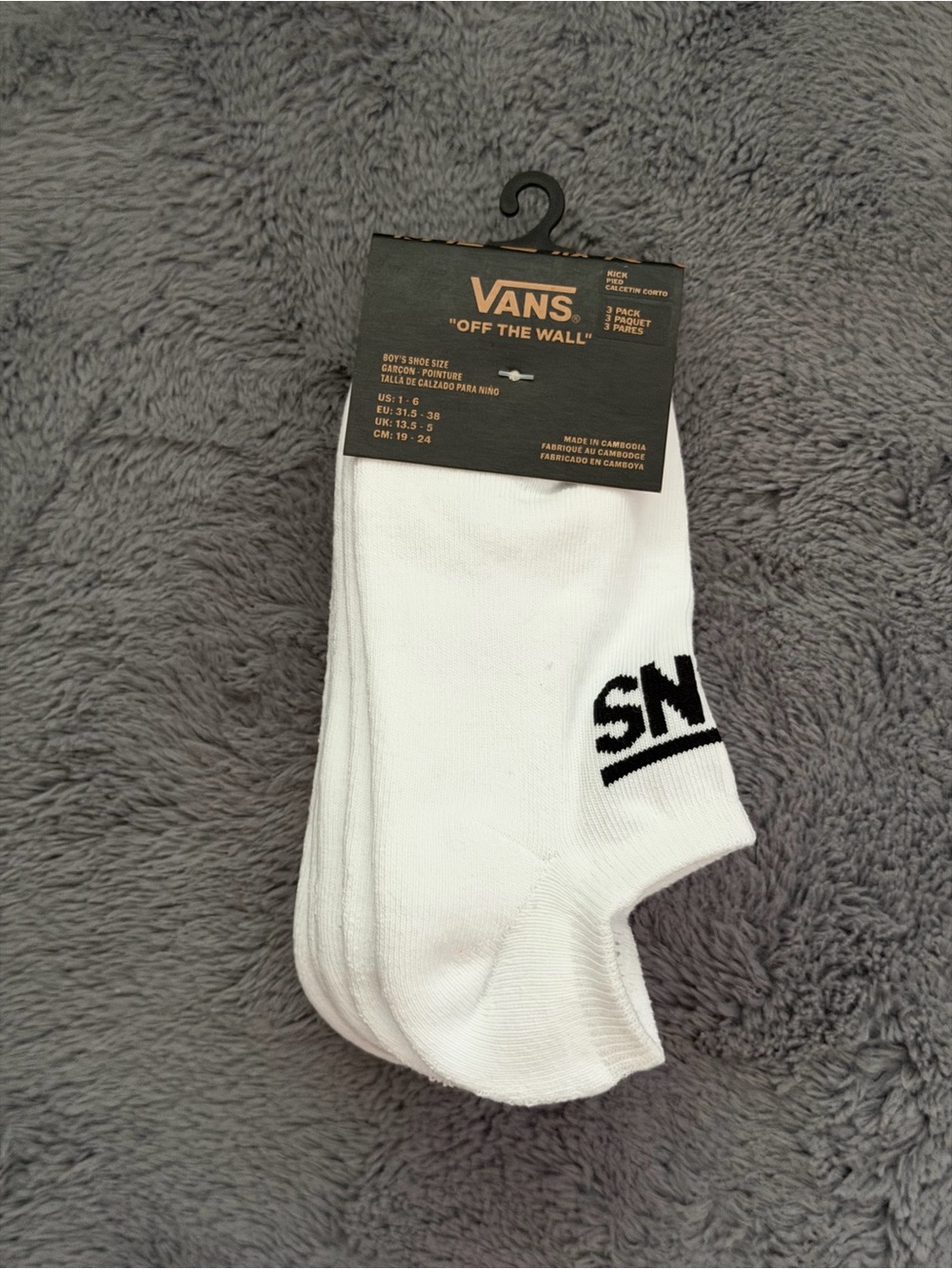 Vans Boy's White Low-Cut Socks (3 Pack)